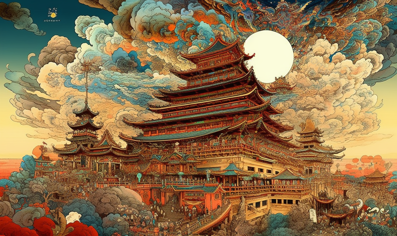 网红城市地标建筑插画古都洛阳背景,插画/手绘图,插画/手绘图库,插画/手绘图下载,插画/手绘